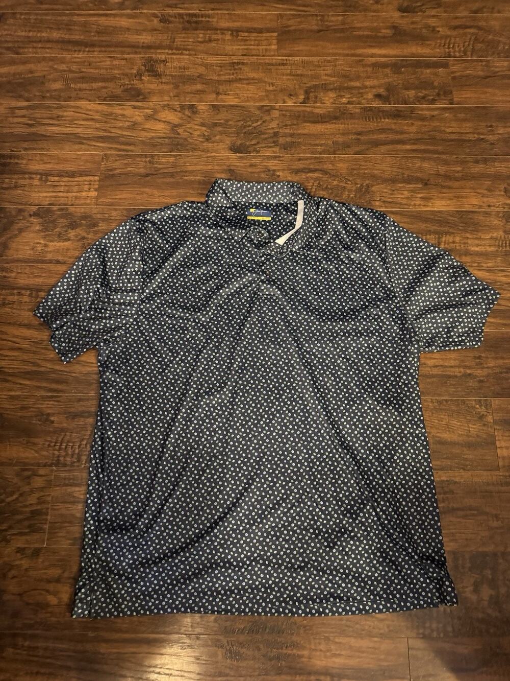 Jack Nicklaus Polo Shirt Mens Navy Blue Performance Stretch Golf Floral XXL